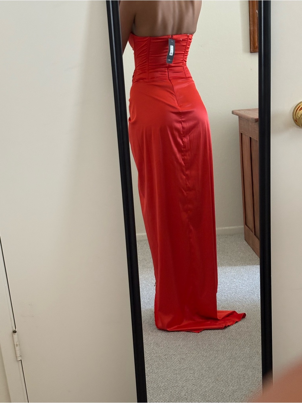 Fashion Nova Red Strapless Ruched Corset Wedding Dress - Picture 2 of 5